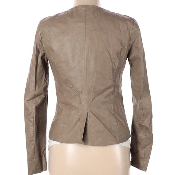 C. Luce Tan Faux Leather Blazer Jacket - Picture 2 of 16